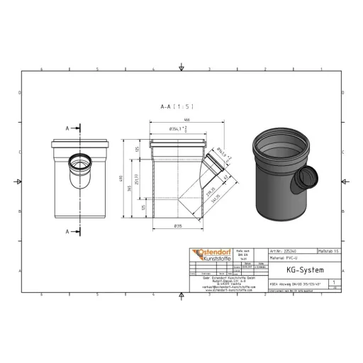 KG Abzweig DN/OD 315/125 45 Degree - Reliable Wastewater Solution