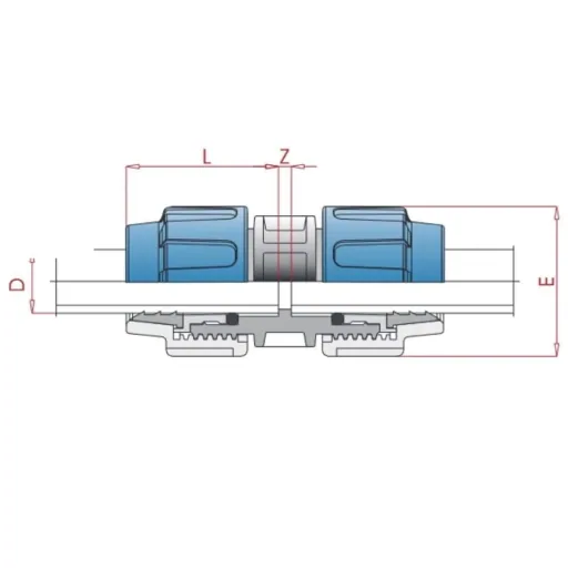 PP PE Pipe Fitting Coupling Socket 40 x 40