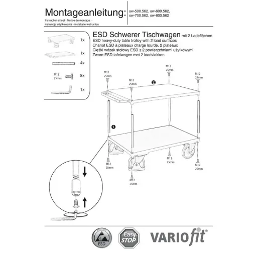 Heavy Duty ESD Workbench with 2 Shelves