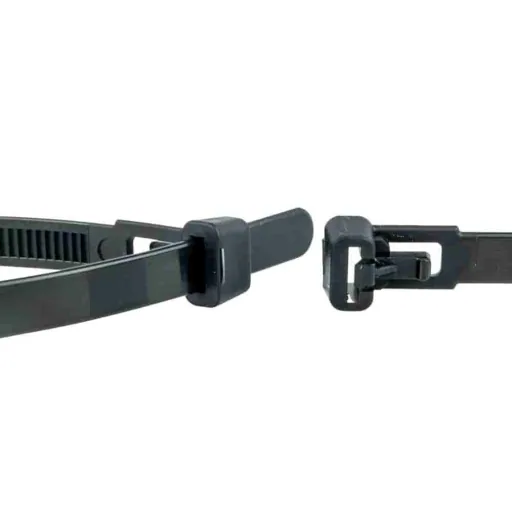 Black Reusable Cable Ties, 370mm, 100 Pack, UV Resistant