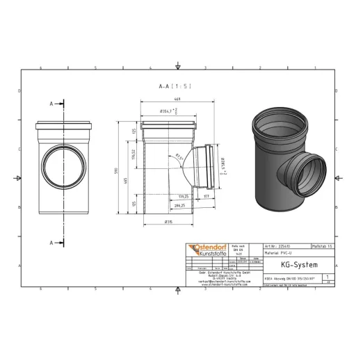DN 315/250 87 Degree Sewer Pipe Branch