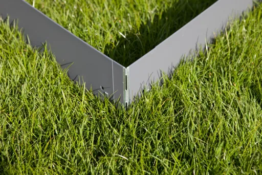 Aluminium/Zinc Corner for Metal Lawn Edging, 13.5 cm, Colour: Grey