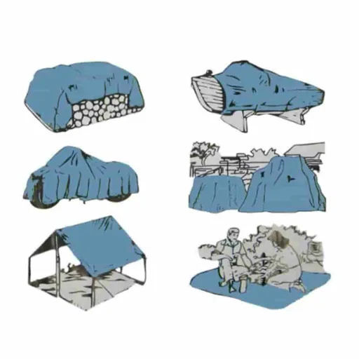 Tarp, Green Waterproof Cover, 280 g/m², 6 x 12m (72m²), Ripstop, UV Resistant