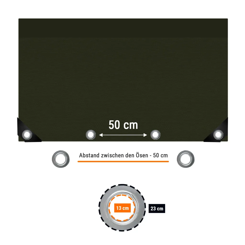 Tarp, Green Waterproof Cover, 280 g/m², 6 x 12m (72m²), Ripstop, UV Resistant