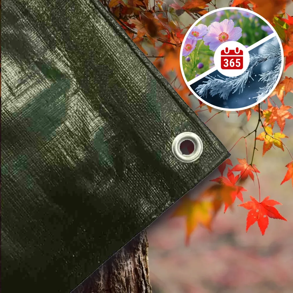 Tarpaulin, waterproof tarp, green tarpaulin 280g/m², 10 x 15m (150m²), heavy duty tarp, ripstop tarp