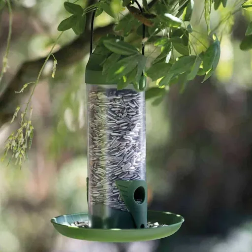 Hanging Bird Feeder, Plastic Tube Feeder 500ml