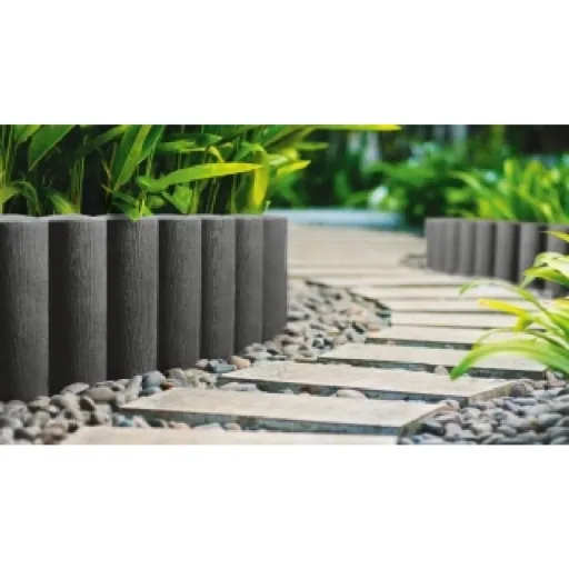 Graphite Gray Garden Edging Palisade - 2.3m Plastic Lawn Border