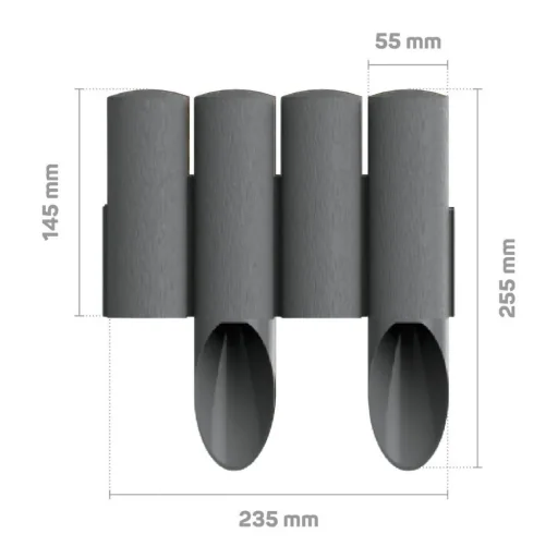 Graphite Gray Garden Edging Palisade - 2.3m Plastic Lawn Border