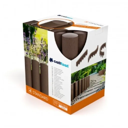 Brown Plastic Garden Edging Palisade - 2.3m Lawn & Flower Bed Border