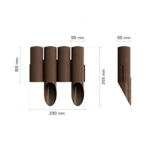 Brown Plastic Garden Edging Palisade - 2.3m Lawn & Flower Bed Border