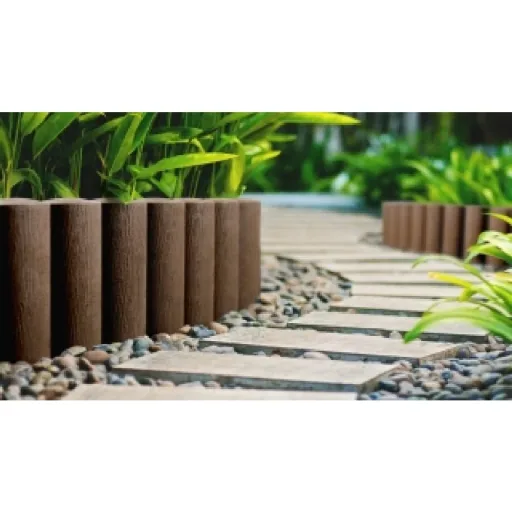 Brown Plastic Garden Edging Palisade - 2.3m Lawn & Flower Bed Border