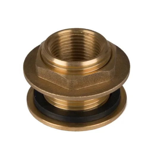 1 Inch Brass Tank Fitting with Hose Barb - Rain Barrel Connector, Bulkhead Fitting