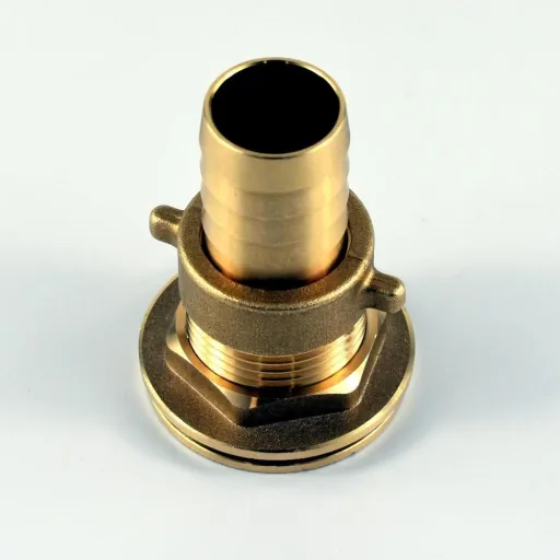 1 Inch Brass Tank Fitting with Hose Barb - Rain Barrel Connector, Bulkhead Fitting