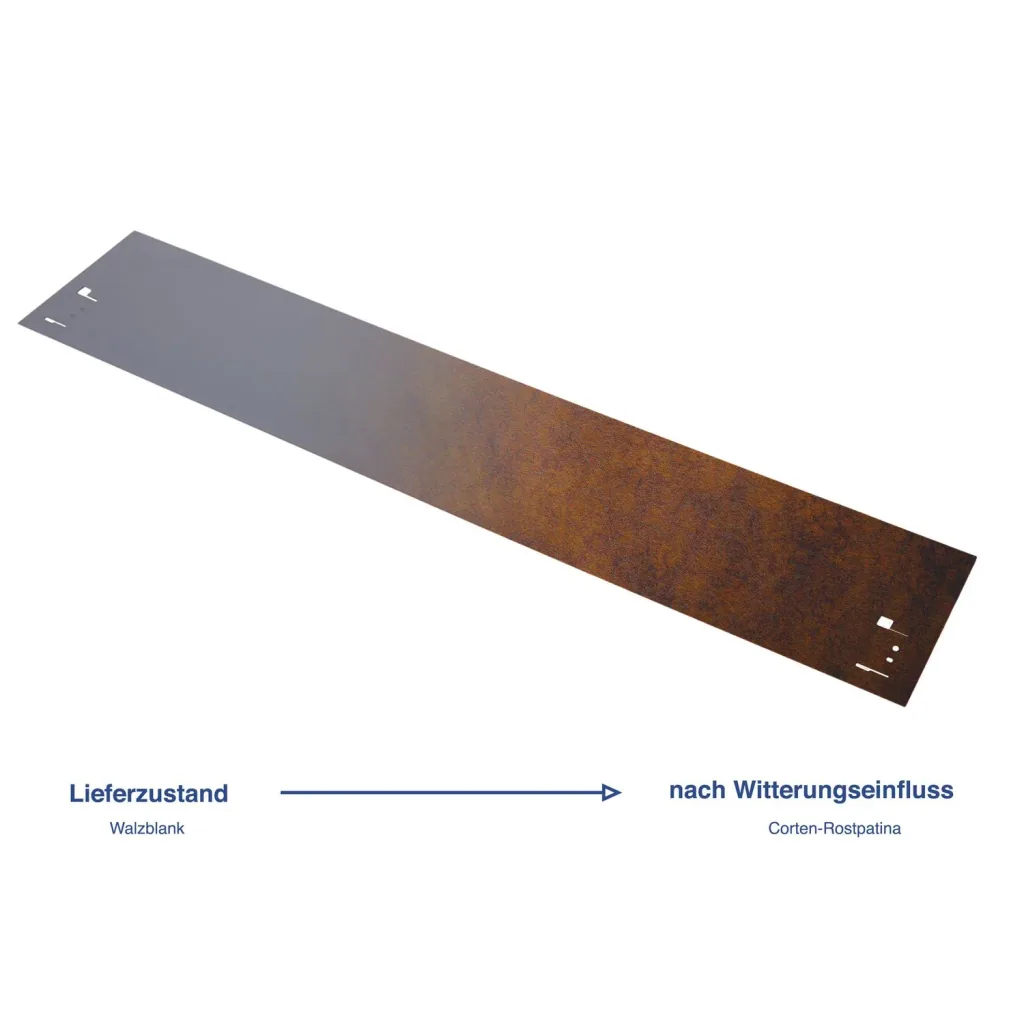 10 Pack Lawn edging weathering steel 70 cm length, 13.5 - 18.5 cm height, garden edging - Hot-dip galvanizing, Broad: 13.5 cm