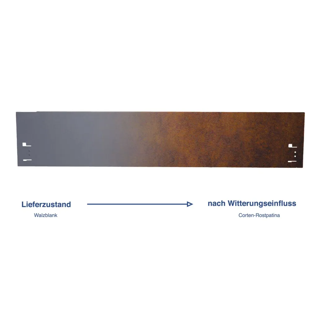 10 Pack Lawn edging weathering steel 120 cm length, 13.5 - 18.5 cm height, garden edging, Broad: 18.5 cm