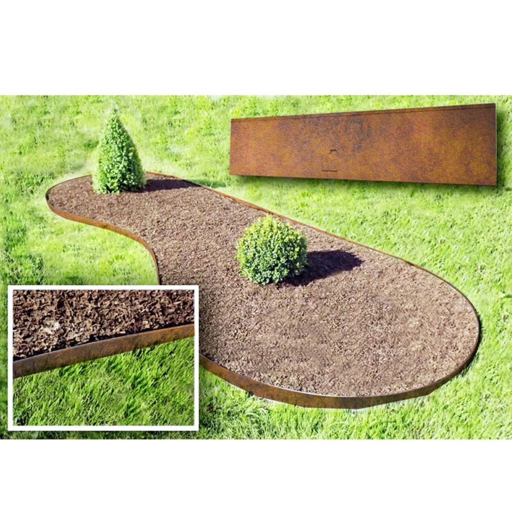 10 Pack Lawn edging weathering steel 70 cm length, 13.5 - 18.5 cm height, garden edging - Hot-dip galvanizing, Broad: 18.5 cm