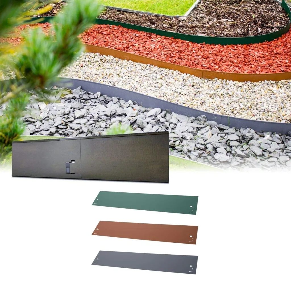 Metal Lawn Edging 13.5 cm x 120 cm, Grey