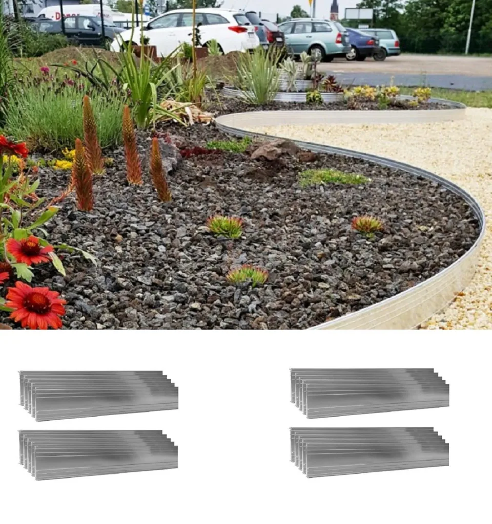 Garden edging Height: 10-14-24 cm, Length: 1-30 m | Ultra strong aluminum lawn edging, Broad: 14 cm; Crowd: 10
