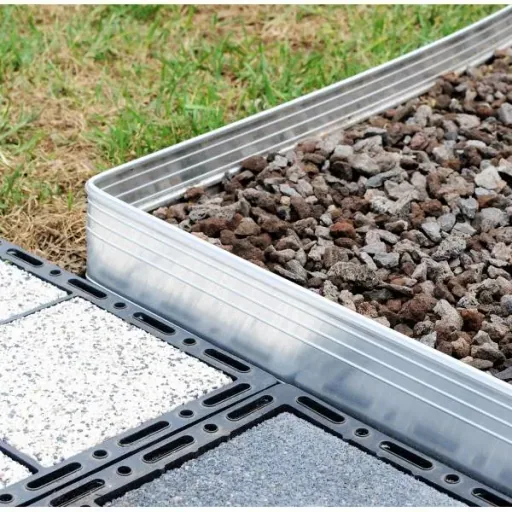 Garden edging Height: 10-14-24 cm, Length: 1-30 m | Ultra strong aluminum lawn edging, Broad: 14 cm; Crowd: 10