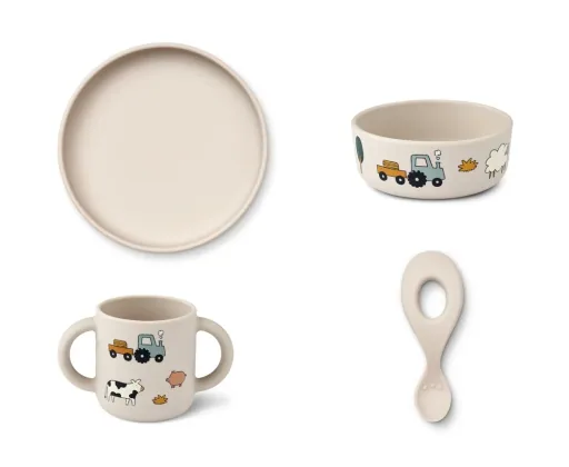 Liewood Children's Dinnerware Set - Vivi, Silicone, Farm/Sandy