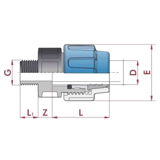 20mm PE Pipe Fitting, 1/2" Male Threaded Coupling, Compression Connector