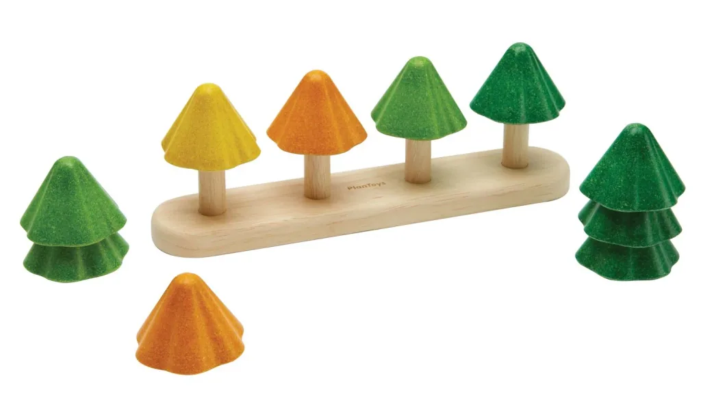 Plan Toys - Sorting Toy - Sort and Count Trees, Rubberwood