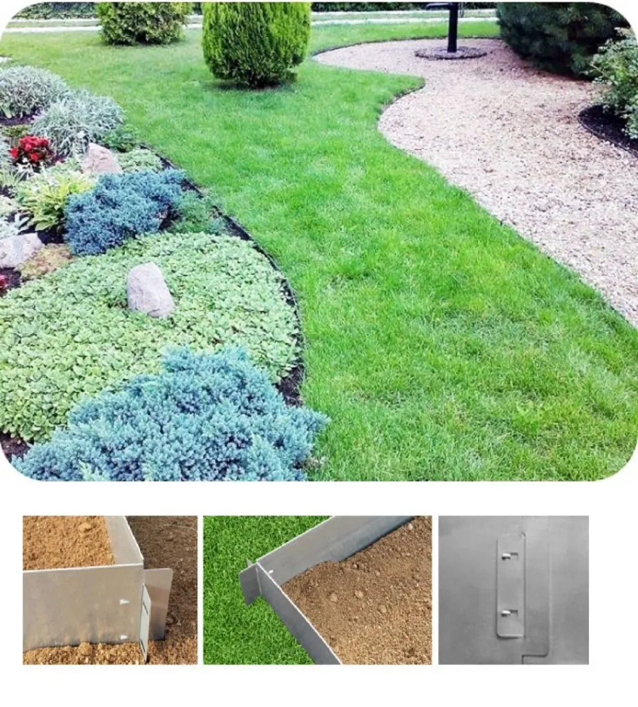 20Set Lawn Edging Metal Alu/Zinc 18cm high, 10m long | Garden edging
