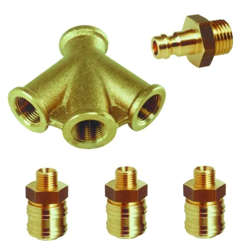3-Way Air Compressor Manifold Splitter Kit, Brass with Couplings