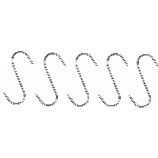 Meat Hooks 5-Piece Set, S Hooks, Stainless Steel, Smoking Hooks
