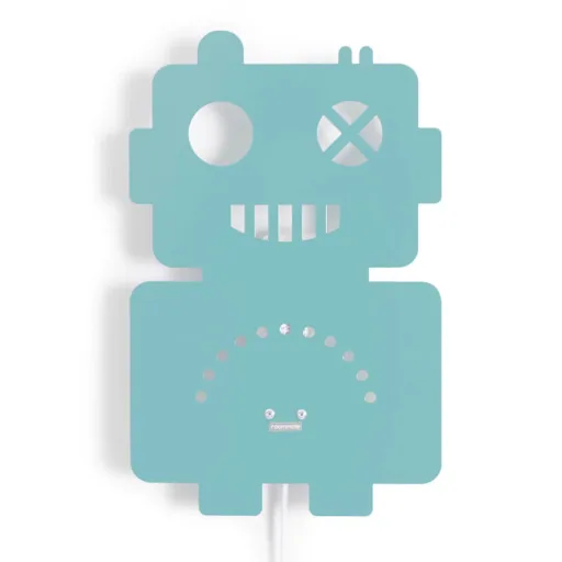 Rooms wall lamp metal robot blue