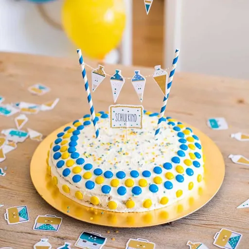 Ava & Yves table confetti school enrollment