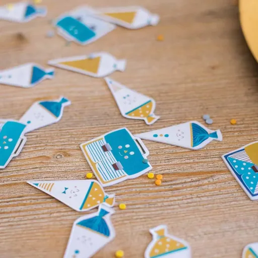 Ava & Yves table confetti school enrollment