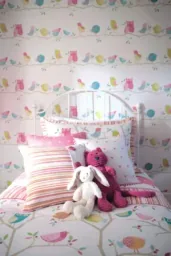 Harlequin wallpaper birds pink