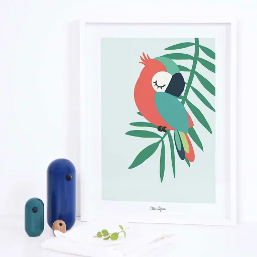Lilipinso poster sleeping parrot green red