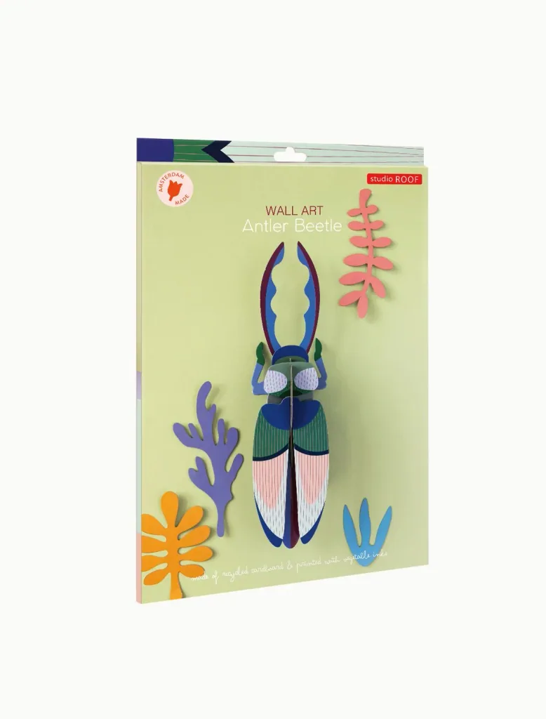 Studio Roof 3D deer beetle green cardboard