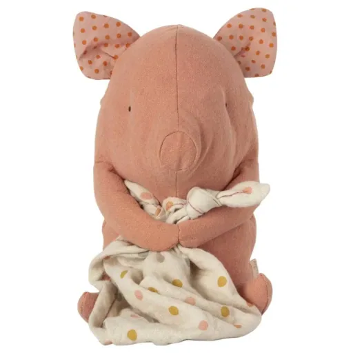 Maileg soft toy pig with a sniffer cloth and music box