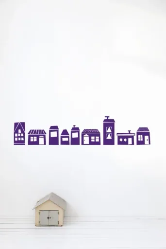Ferm Living Wall Sticker Houses Lila