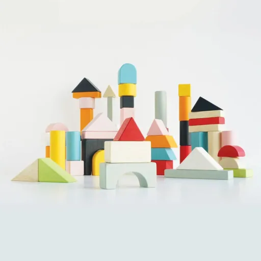 Le Toy van 60 Building Blocks Wood Pastel Colorful