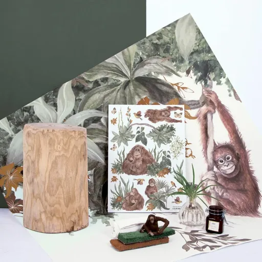 Lilipinso Wall Sticker A3 Rainforest Orang-Utans Brown