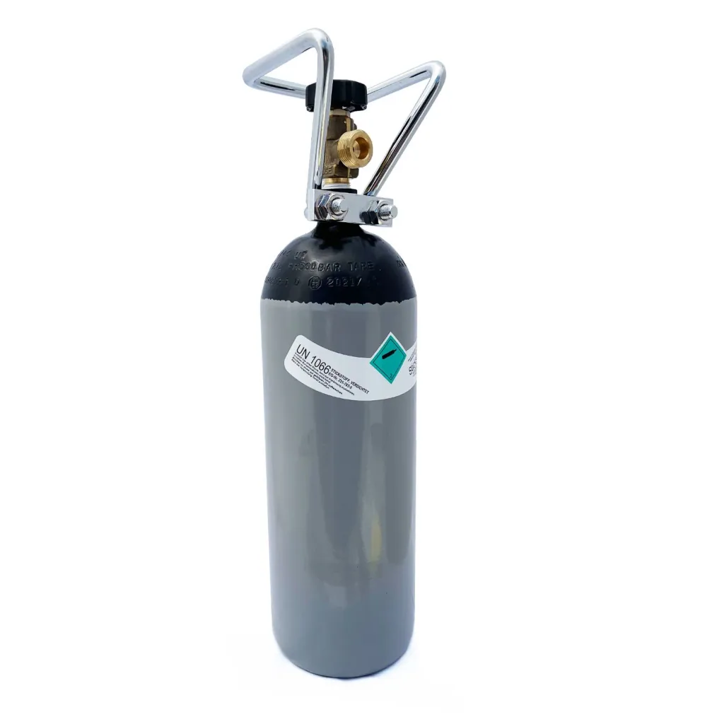 Nitrogen bottle, nitrogen gas cylinder (N2), 2 L, with bottle cage