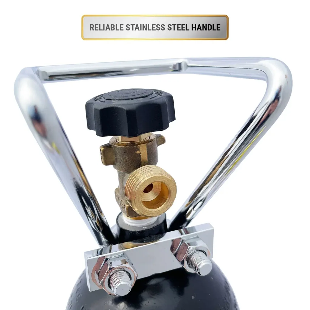 Nitrogen bottle, nitrogen gas cylinder (N2), 2 L, with bottle cage