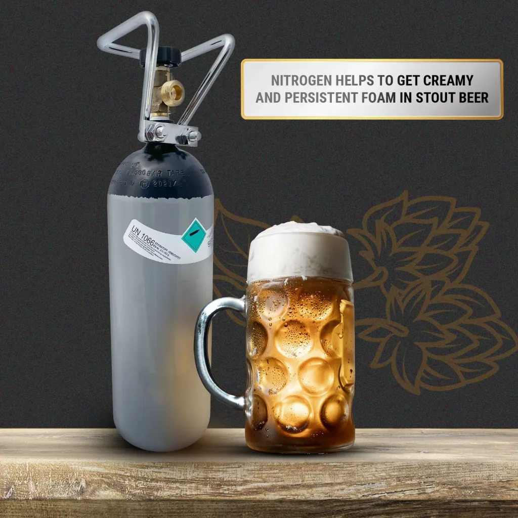 Nitrogen bottle, nitrogen gas cylinder (N2), 2 L, with bottle cage