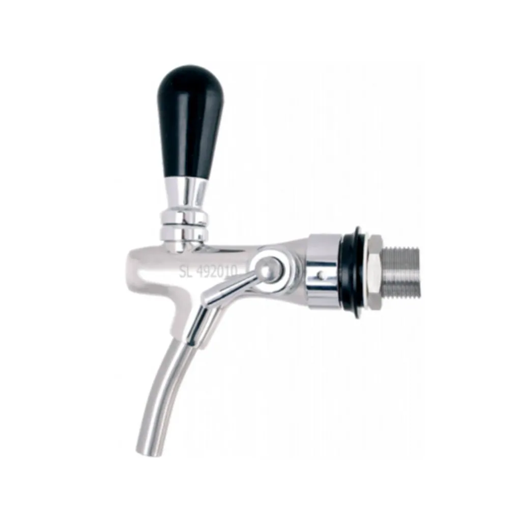 Beer tap, self closing beer faucet - with compensator, chrome, thread length: 35 mm