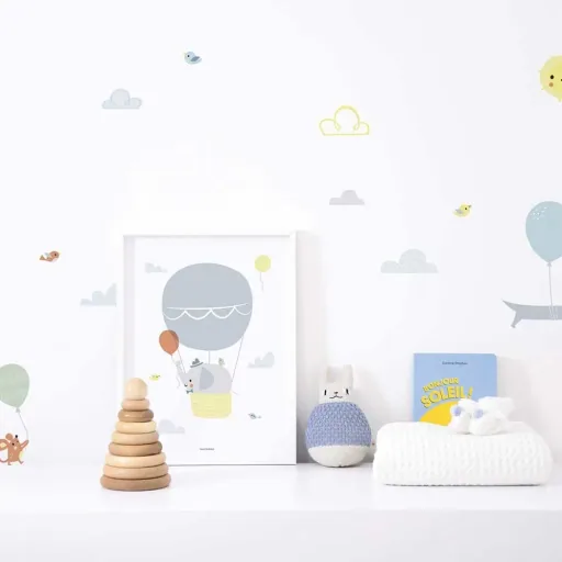 Lilipinso poster elephant in the balloon gray yellow