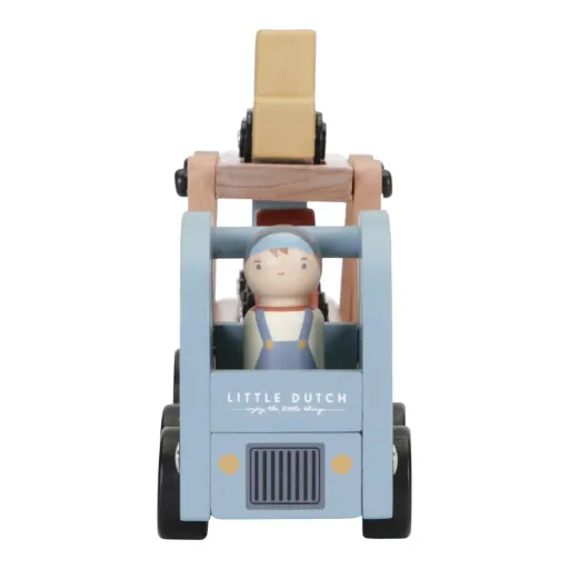 Little dutch wood car transporter blue