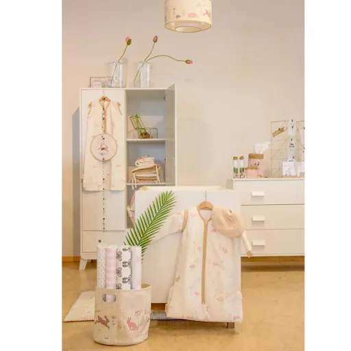 Taftan storage basket "Hello World" pink beige