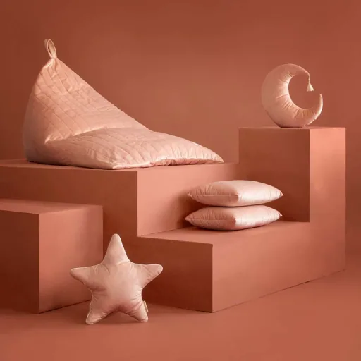 Nobodinoz Bean Bag "Essaouira" Savanna and pink