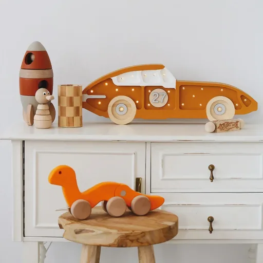 Little Lights LED decorative children's lamp racing car mustard yellow