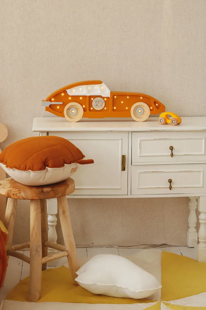 Little Lights LED decorative children's lamp racing car mustard yellow