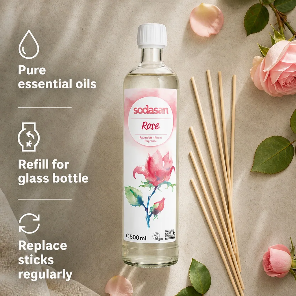 Room Fragrance Refill, Rose Room Fragrance, Natural Air Freshener, 500ml Rose Scent